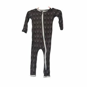 Kickee Pants Black and White terrier print Footie romper sz 9-12m bamboo